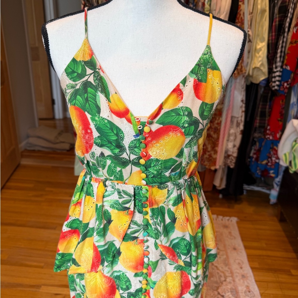Green & Yellow Lemon-Print Maxi Dress - Picture 3 of 5